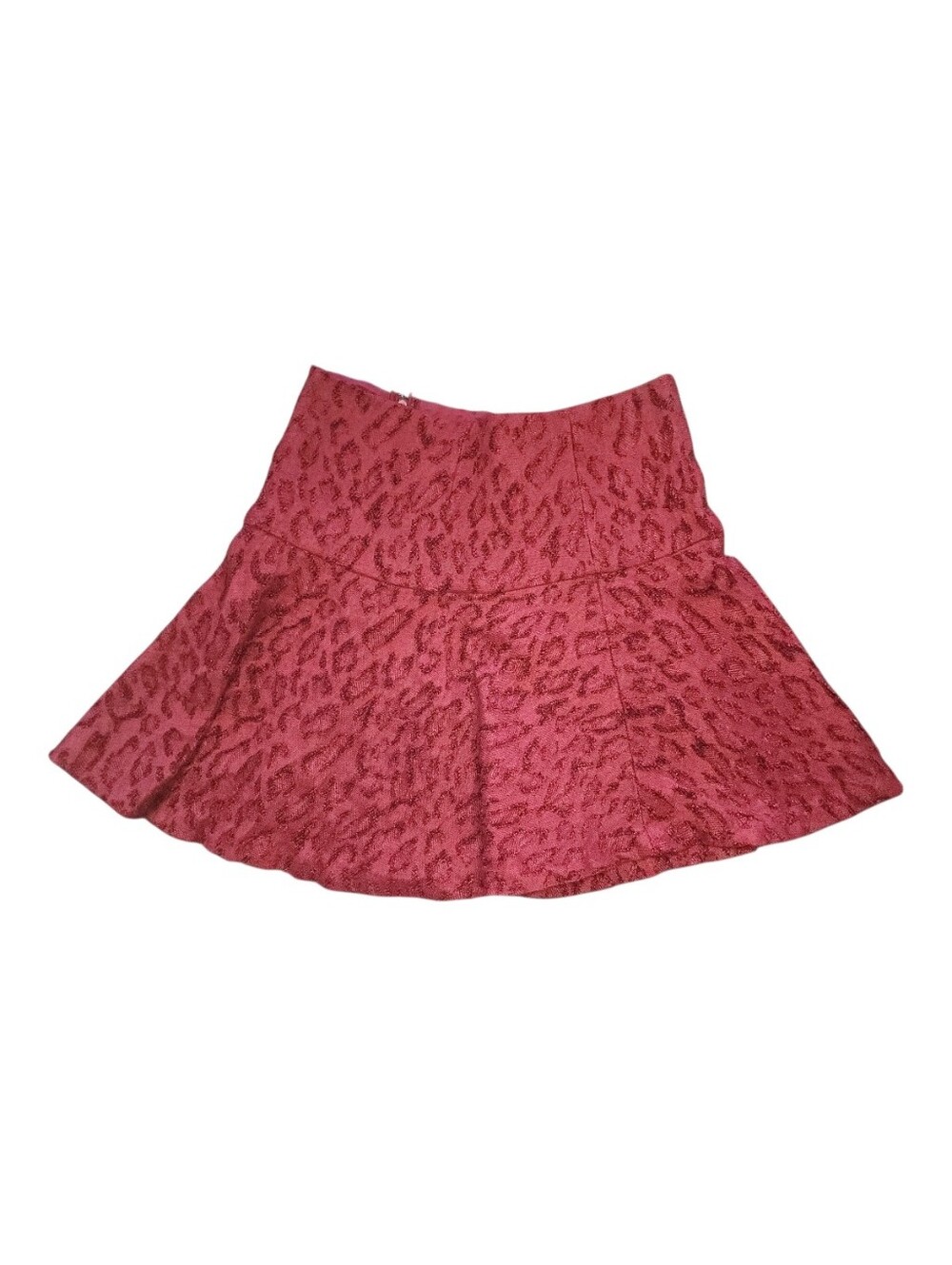 Free People Chenille Cheetah Pattern Skater Skirt, Womens 8 - Picture 2 of 6